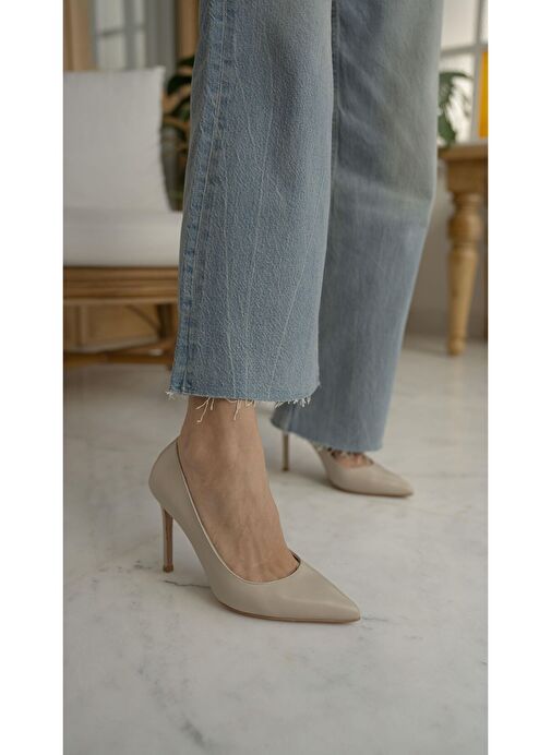Ece'nin Butiği Bej Kadın Deri Stiletto Ping-50 - Görsel 6