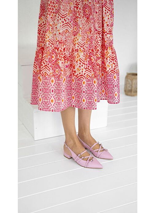 Foden Pembe Hakiki Deri Kadın Topuklu Ayakkabı - Görsel 4