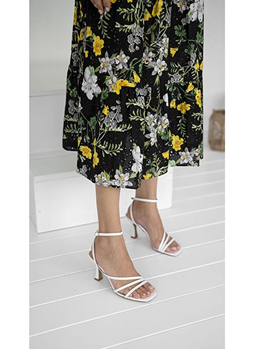 Tobias Beyaz Hakiki Deri Topuklu Ayakkabı - Görsel 2