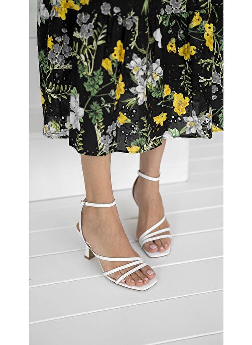 Tobias Beyaz Hakiki Deri Topuklu Ayakkabı - Görsel 5