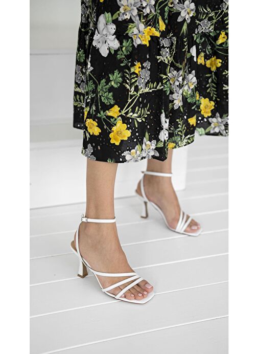 Tobias Beyaz Hakiki Deri Topuklu Ayakkabı - Görsel 6