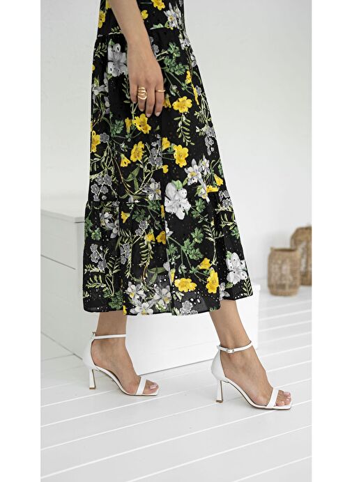 Ece'nin Butiği Beyaz Kadın Deri Topuklu Sandalet Arrow-2 - Görsel 4