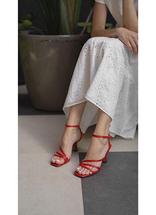 Tobias Kırmızı Hakiki Deri Topuklu Ayakkabı - Görsel 3