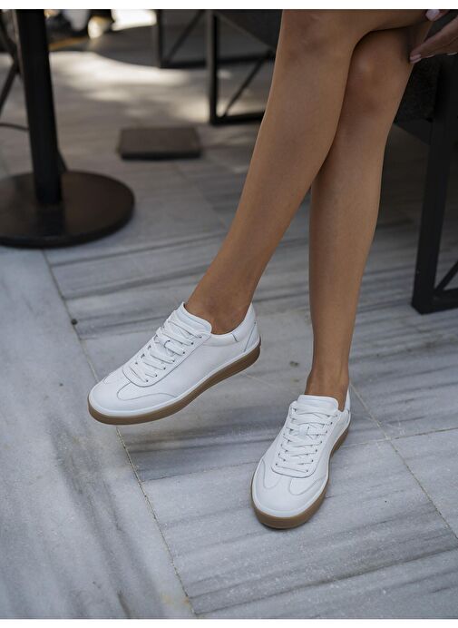 Ece'nin Butiği Beyaz Kadın Deri Sneaker Kubo-2 - Görsel 3