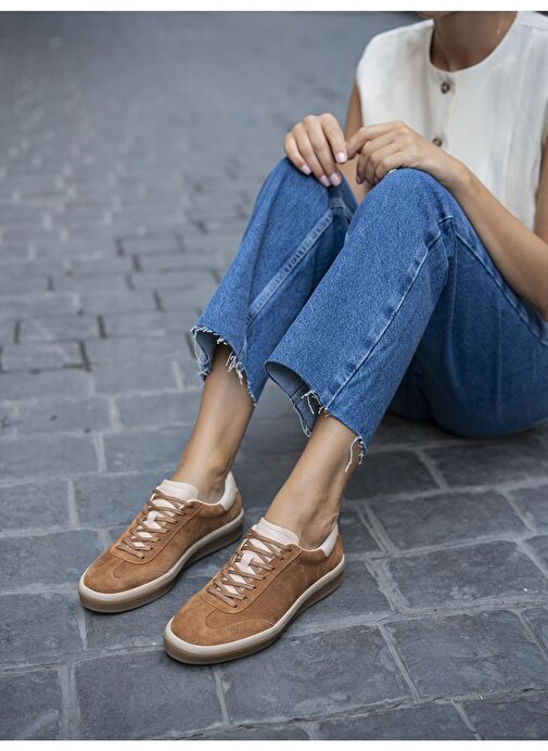 Ece'nin Butiği Taba Kadın Süet Sneaker Kubo-71 - Görsel 3