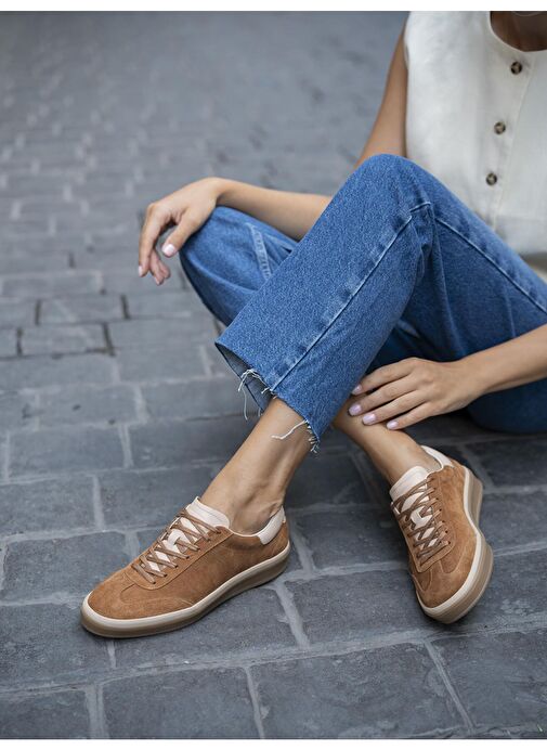 Ece'nin Butiği Taba Kadın Süet Sneaker Kubo-71 - Görsel 4