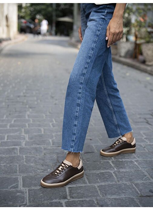 Ece'nin Butiği Kahverengi-Bej Kadın Deri Sneaker Kubo-440 - Görsel 3