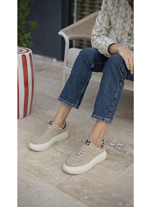 Ece'nin Butiği Bej Kadın Süet Sneaker Baena-44 - Görsel 2