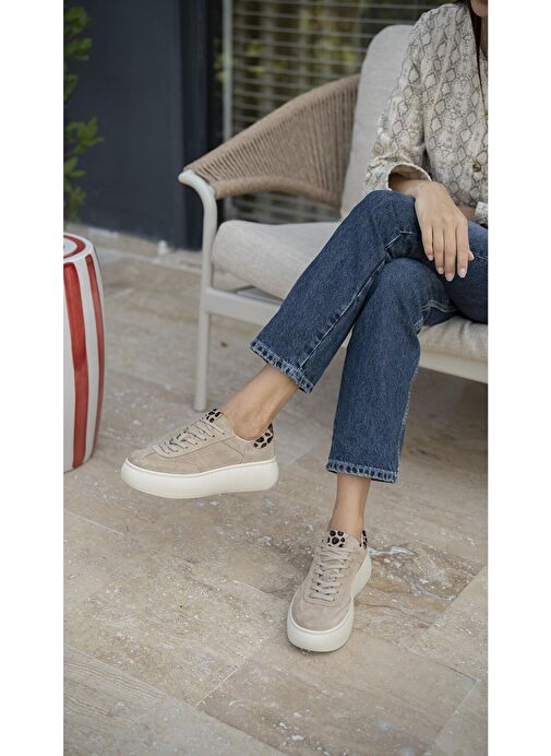 Ece'nin Butiği Bej Kadın Süet Sneaker Baena-44 - Görsel 3