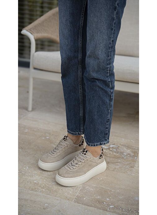 Ece'nin Butiği Bej Kadın Süet Sneaker Baena-44 - Görsel 6