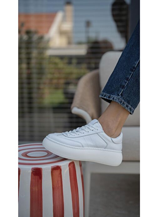Ece'nin Butiği Beyaz Kadın Deri Sneaker Baena-2 - Görsel 2