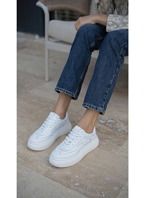 Ece'nin Butiği Beyaz Kadın Deri Sneaker Baena-2 - Görsel 4