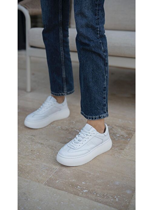 Ece'nin Butiği Beyaz Kadın Deri Sneaker Baena-2 - Görsel 5