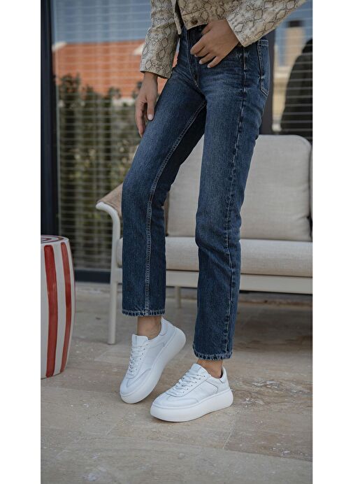 Ece'nin Butiği Beyaz Kadın Deri Sneaker Baena-2 - Görsel 6