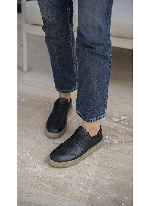 Ece'nin Butiği Siyah Kadın Deri Sneaker Orsic-1 - Görsel 3