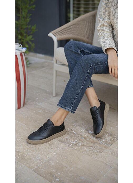 Ece'nin Butiği Siyah Kadın Deri Sneaker Orsic-1 - Görsel 4
