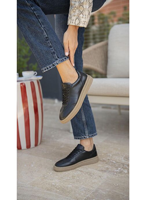 Ece'nin Butiği Siyah Kadın Deri Sneaker Orsic-1 - Görsel 5