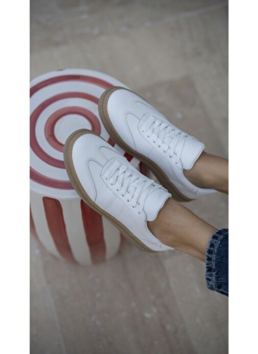 Ece'nin Butiği Beyaz Kadın Deri Sneaker Orsic-2 - Görsel 2
