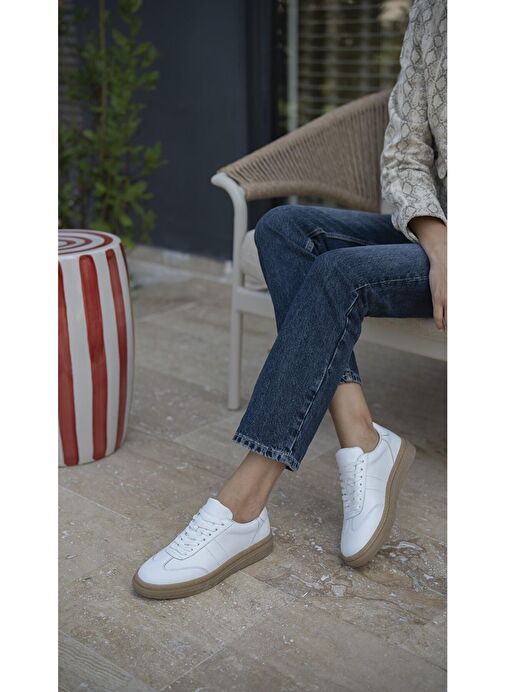 Ece'nin Butiği Beyaz Kadın Deri Sneaker Orsic-2 - Görsel 5