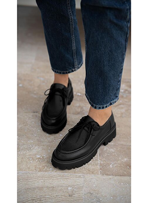 Ece'nin Butiği Siyah Kadın Deri Günlük Ayakkabı Stew-1 - Görsel 2