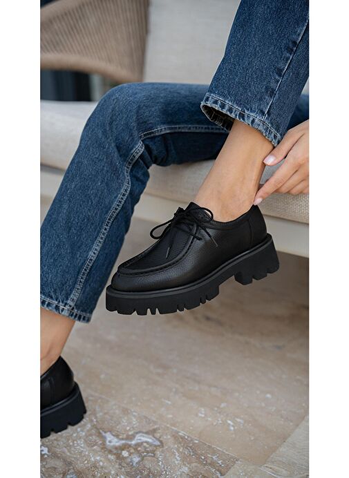 Ece'nin Butiği Siyah Kadın Deri Günlük Ayakkabı Stew-1 - Görsel 3