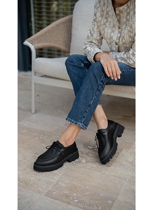 Ece'nin Butiği Siyah Kadın Deri Günlük Ayakkabı Stew-1 - Görsel 4