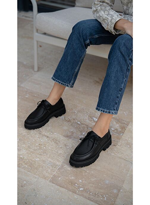 Ece'nin Butiği Siyah Kadın Deri Günlük Ayakkabı Stew-1 - Görsel 5