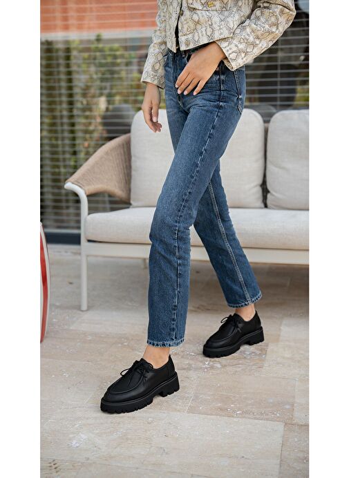 Ece'nin Butiği Siyah Kadın Deri Günlük Ayakkabı Stew-1 - Görsel 6