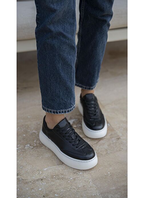Ece'nin Butiği Siyah Kadın Deri Sneaker Baena-1 - Görsel 3