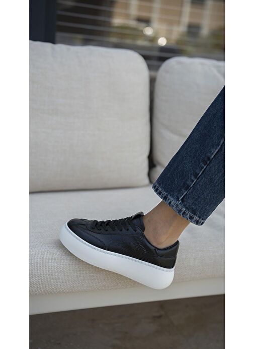 Ece'nin Butiği Siyah Kadın Deri Sneaker Baena-1 - Görsel 4