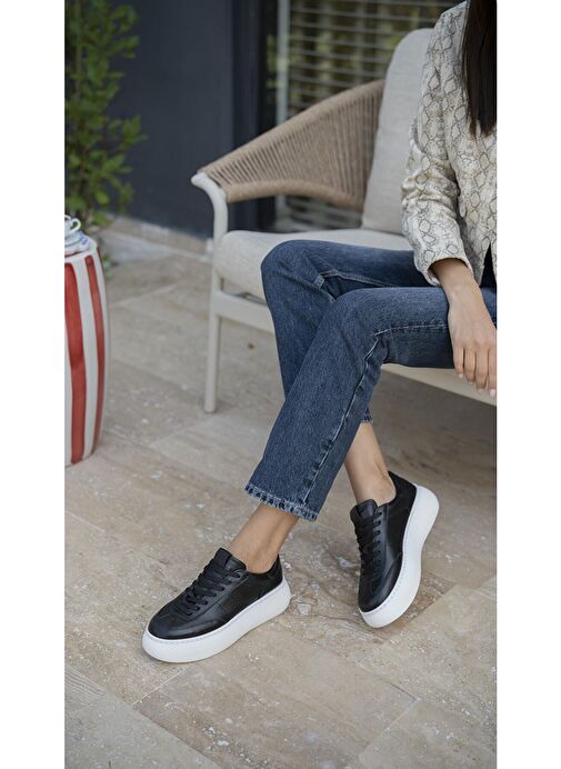 Ece'nin Butiği Siyah Kadın Deri Sneaker Baena-1 - Görsel 5
