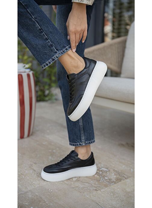 Ece'nin Butiği Siyah Kadın Deri Sneaker Baena-1 - Görsel 7