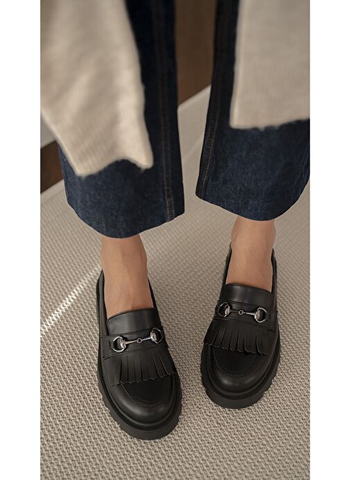 Ece'nin Butiği Siyah Kadın Deri Loafer Osim-1 - Görsel 3