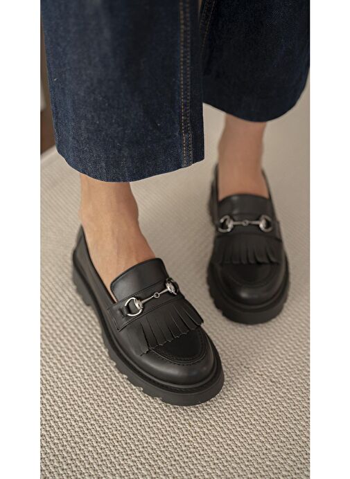 Ece'nin Butiği Siyah Kadın Deri Loafer Osim-1 - Görsel 4