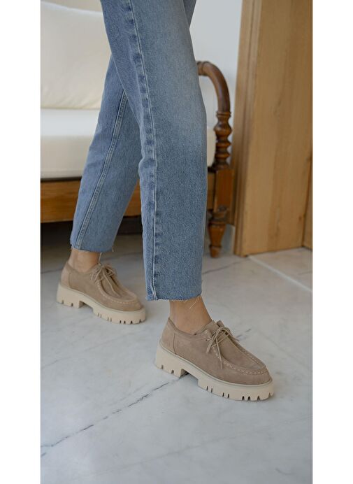 Ece'nin Butiği Bej Kadın Süet Günlük Ayakkabı Stew-465 - Görsel 5