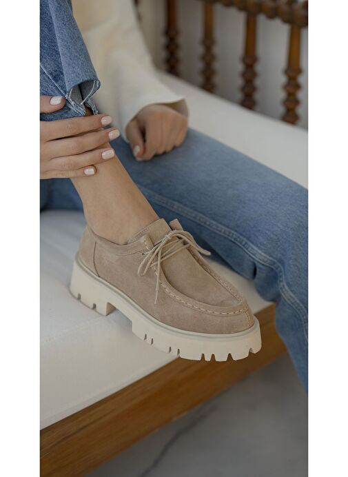 Ece'nin Butiği Bej Kadın Süet Günlük Ayakkabı Stew-465 - Görsel 6