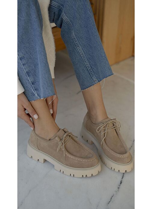 Ece'nin Butiği Bej Kadın Süet Günlük Ayakkabı Stew-465 - Görsel 7