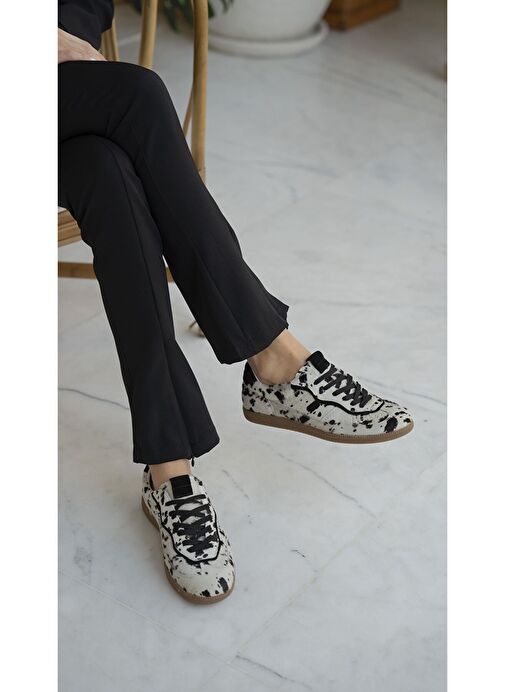 Solomon Siyah Desen Hakiki Deri Kadın Spor Ayakkabı - Görsel 2