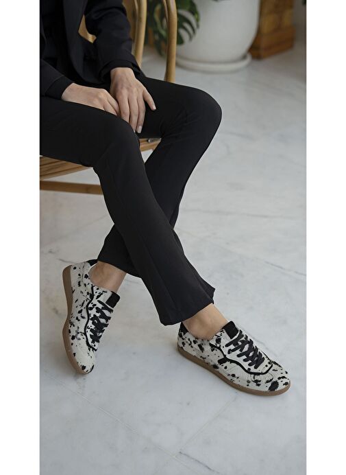 Solomon Siyah Desen Hakiki Deri Kadın Spor Ayakkabı - Görsel 3