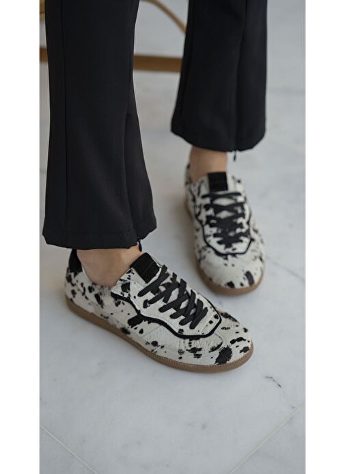 Solomon Siyah Desen Hakiki Deri Kadın Spor Ayakkabı - Görsel 4