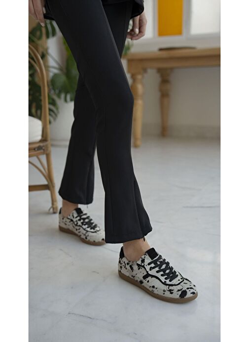 Solomon Siyah Desen Hakiki Deri Kadın Spor Ayakkabı - Görsel 5