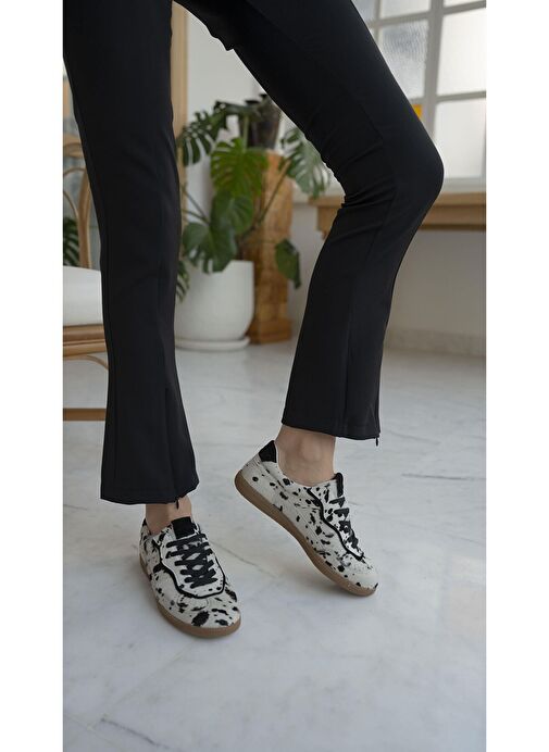 Solomon Siyah Desen Hakiki Deri Kadın Spor Ayakkabı - Görsel 6
