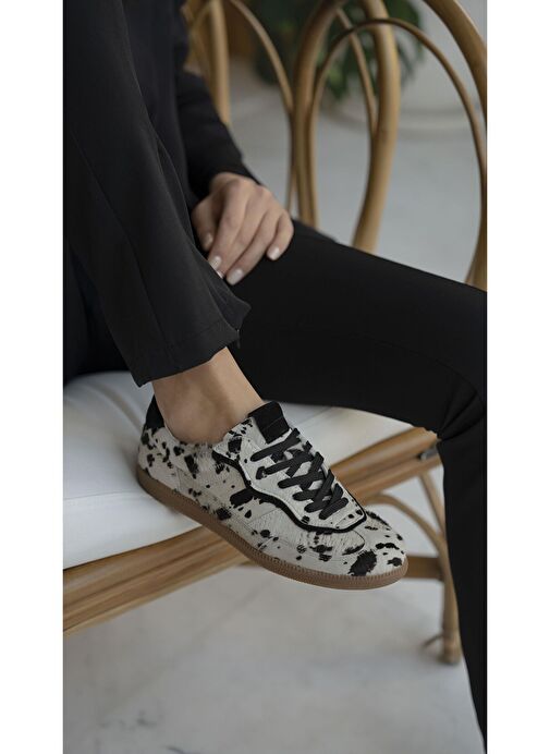 Solomon Siyah Desen Hakiki Deri Kadın Spor Ayakkabı - Görsel 7