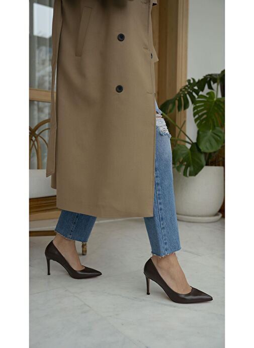 Ece'nin Butiği Kahverengi Kadın Deri Stiletto Pael-534 - Görsel 2