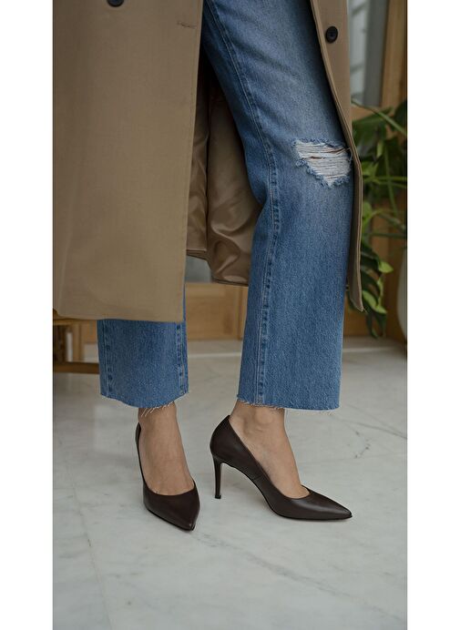 Ece'nin Butiği Kahverengi Kadın Deri Stiletto Pael-534 - Görsel 3