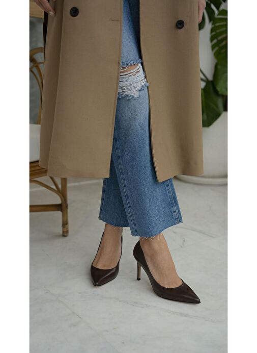 Ece'nin Butiği Kahverengi Kadın Deri Stiletto Pael-534 - Görsel 4