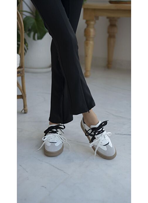 Wendel Beyaz-Siyah Hakiki Deri Spor Ayakkabı - Görsel 2