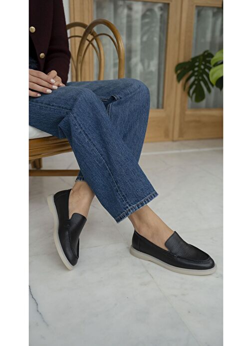 Ece'nin Butiği Siyah Kadın Deri Günlük Ayakkabı Elroy-1 - Görsel 5