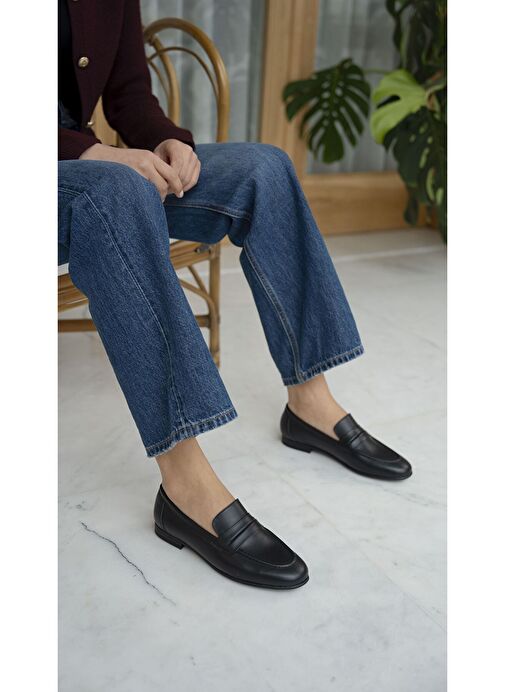 Wigins Siyah Hakiki Deri Babet - Görsel 5