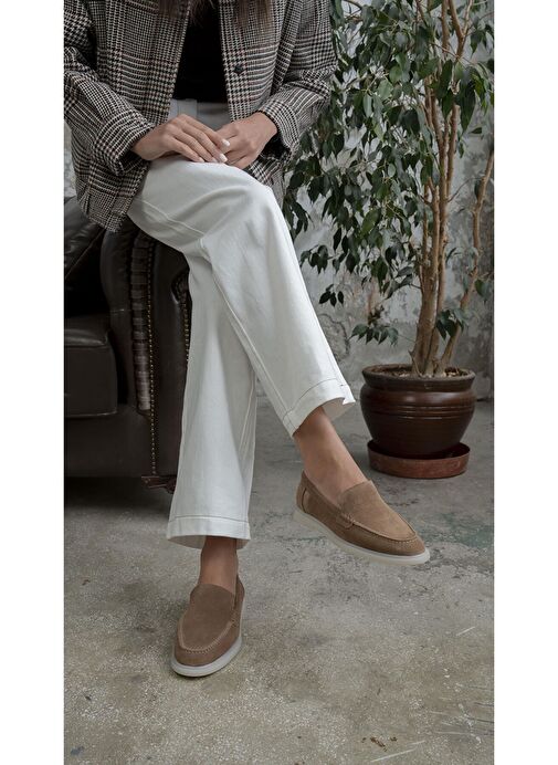 Elroy Camel Süet Hakiki Deri Makosen Ayakkabı - Görsel 4